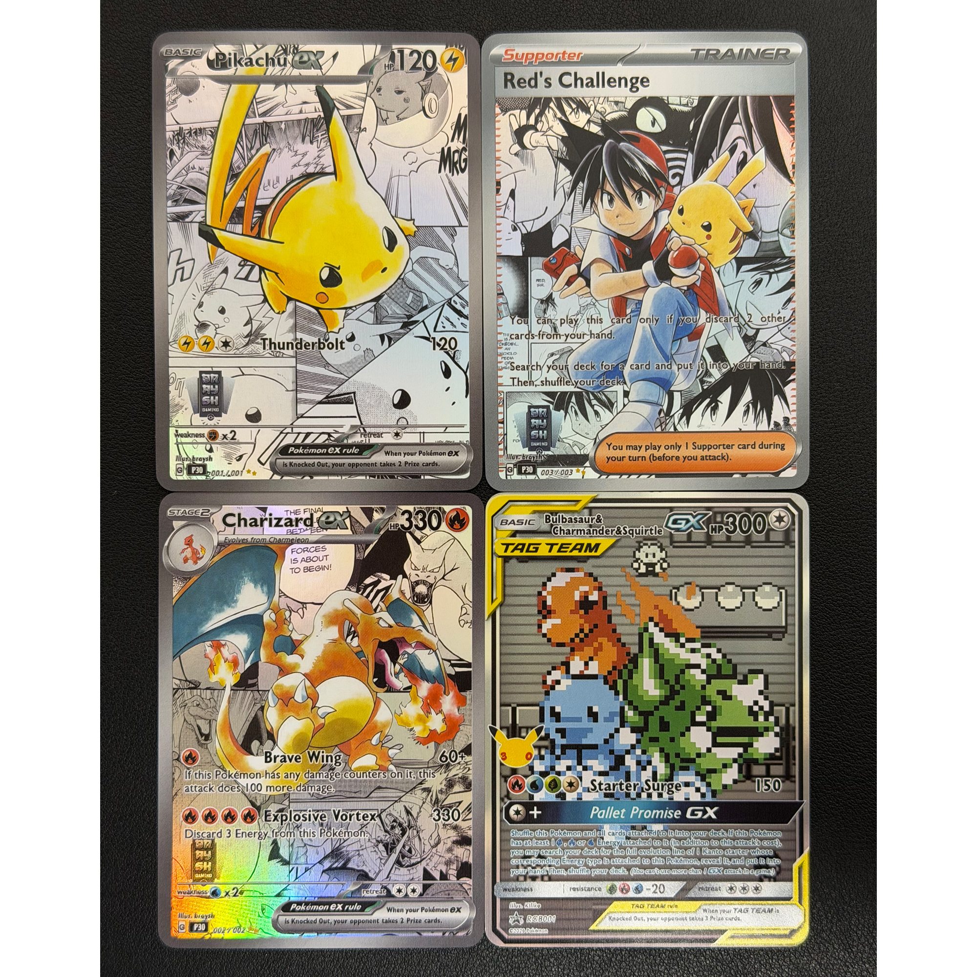 Board Game Quiz - 4Pcs/set Self Made Pika Charizard Red's
