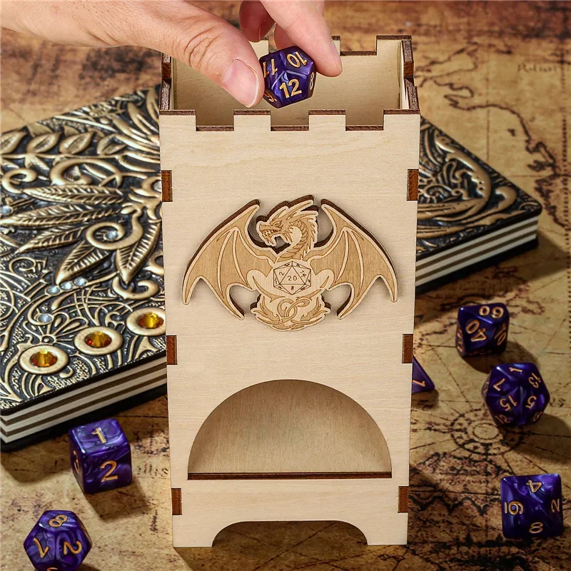 Mysterious Dragon Pattern Wood - Dice Tower Wooden recensione e prezzo