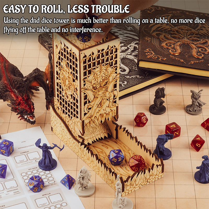 D&D Dice Tower with Tray Wood  - Dice Tower Wooden recensione e prezzo