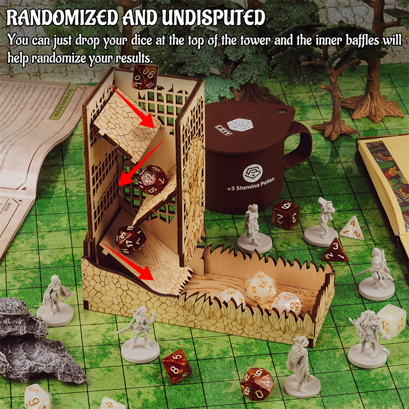 D&D Dice Tower with Tray Wood  - Dice Tower Wooden recensione e prezzo